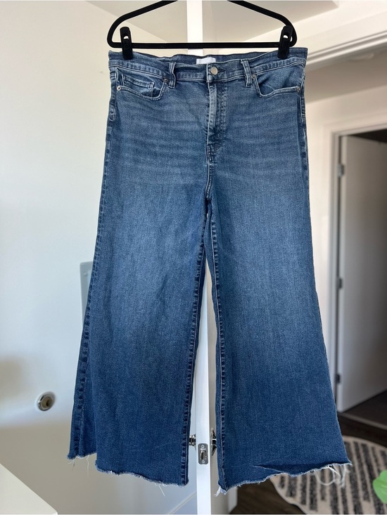 Frame Denim Denim - Frame Le Slim High Waist Wide Leg Palazzo Jeans Raw Hem Dark Wash/Crafty Size 33